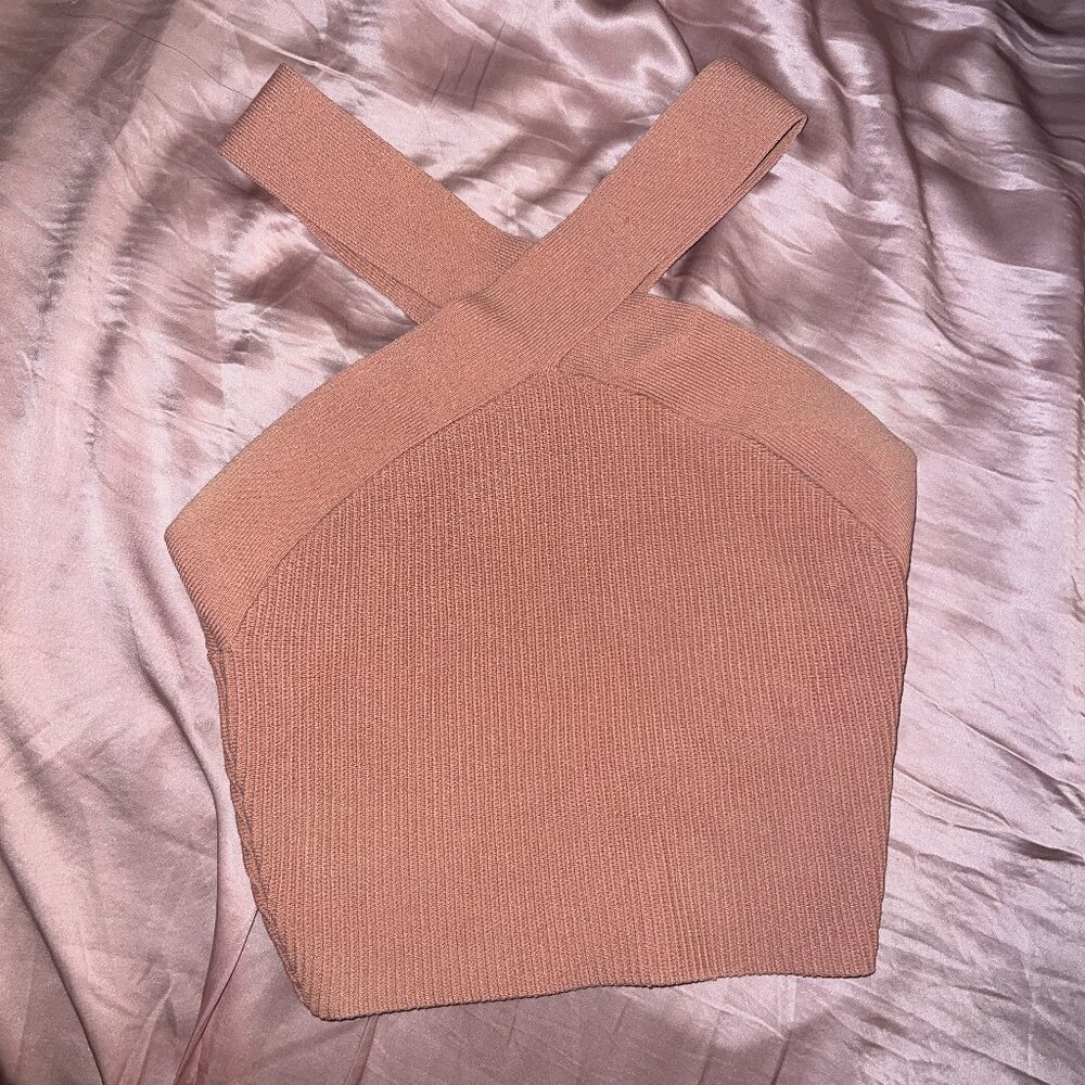 Aritzia Babaton Sculpt Knit Cropped Criss Cross Tank